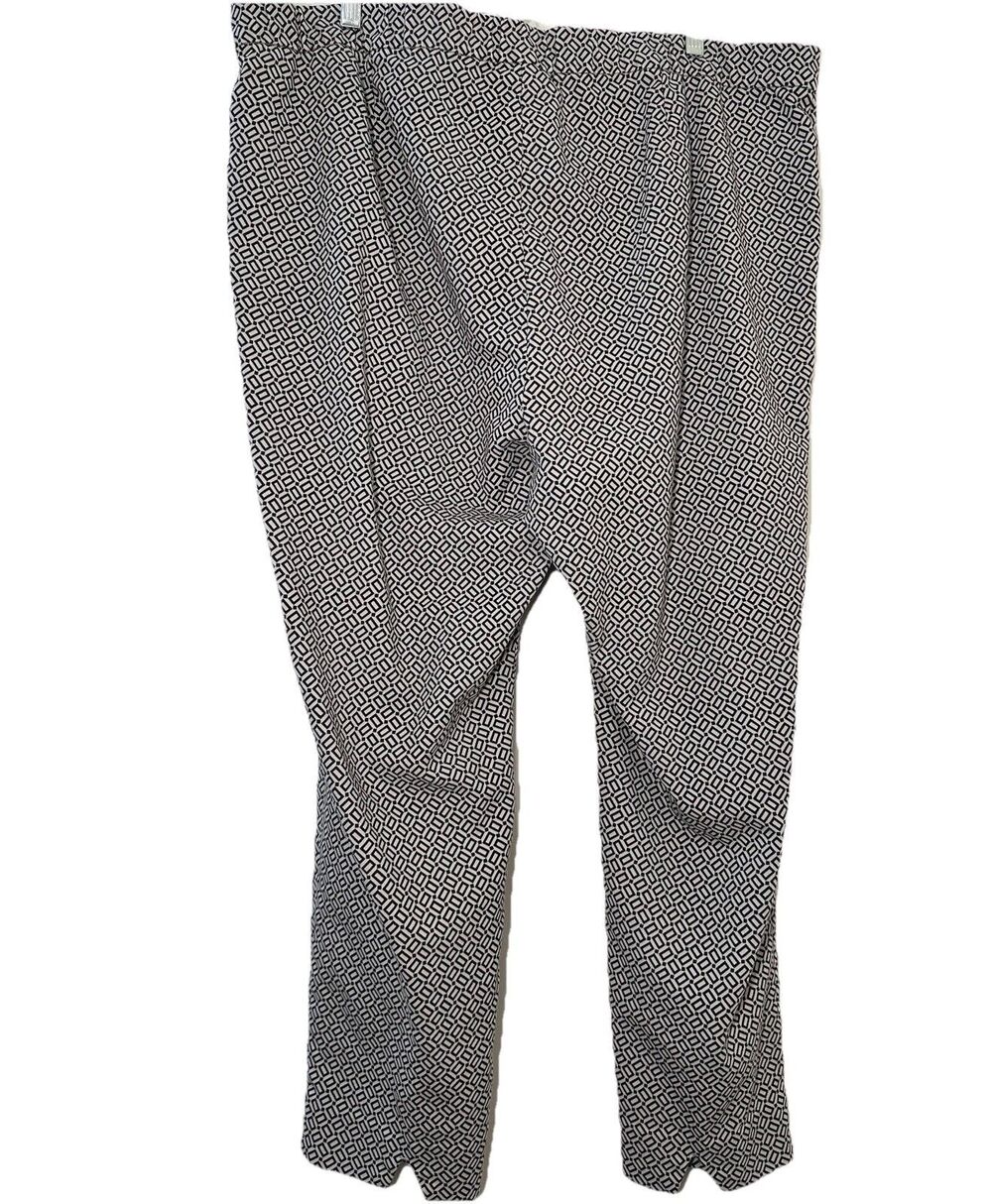 J.Jill Essential Slim Ankle Pants Womens 20 Black White Geometric Pull On - Picture 2 of 5